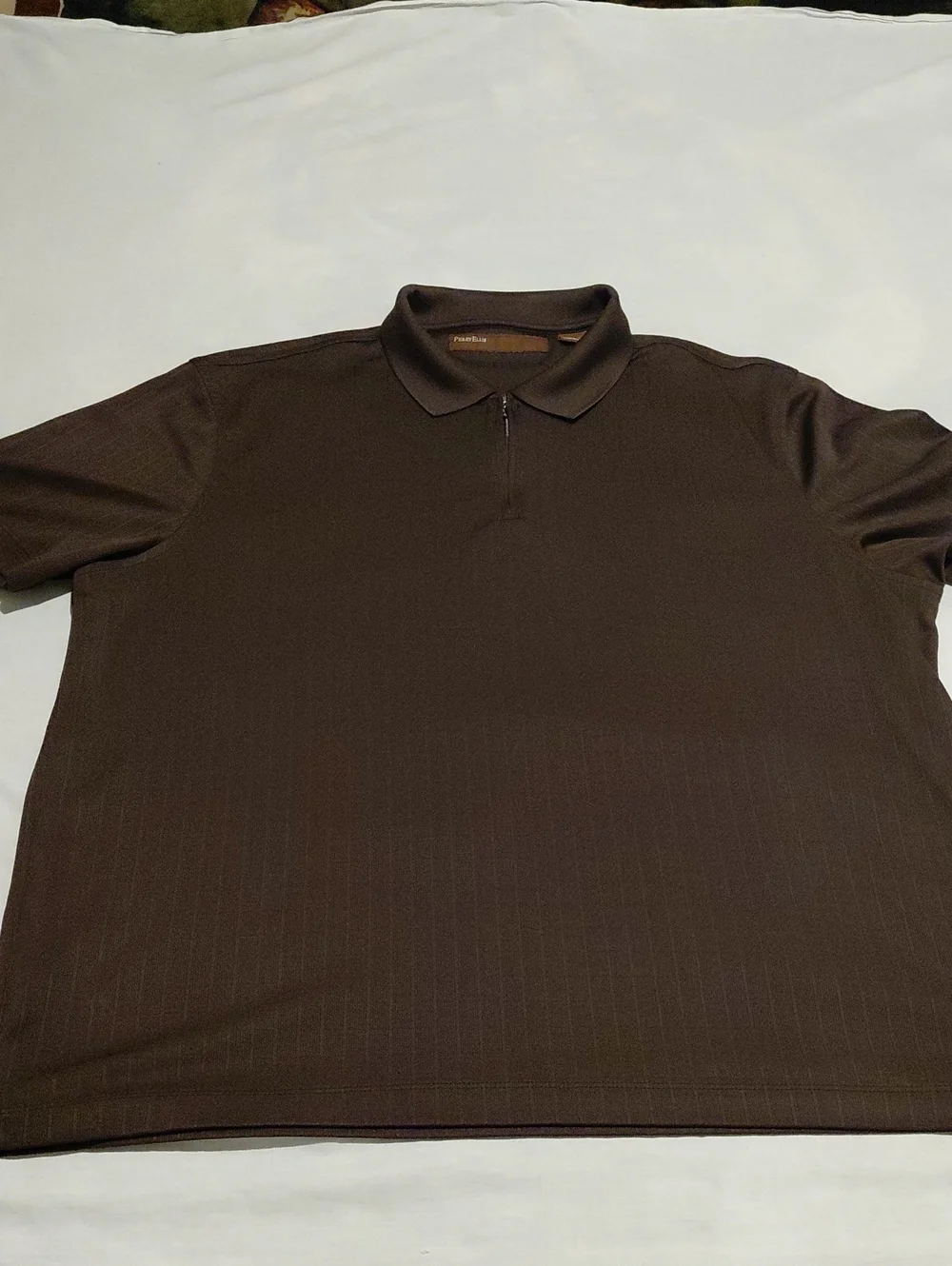 Perry Ellis Men's Brown Zip-Front XL Polo Shirt - Picture 1 of 7